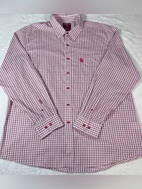 Antigua Oklahoma Sooners OU Men XL Check Button Up Shirt